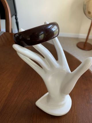 Vintage Bakelite Two Tone Chocolate Brown Bangle Rare Just Under One Inch Wide