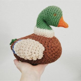 Vintage Handmade Knitted Woodland Weighted Duck Collectible Decor