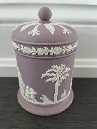 Rare Wedgwood Lilac Jasperware Round Lidded Container Olympus Or Tobacco Jar