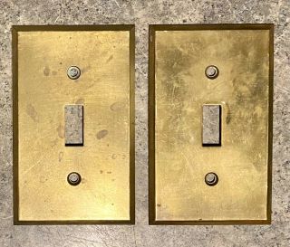 Two Vintage Ge General Electric Brass Light Switch Covers