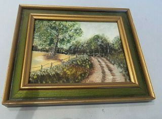 Vintage Small Oil Painting On Wood Framed And Signed J.  Talley
