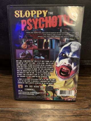 Sloppy The Psychotic DVD 2012 RARE OOP HTF HORROR CLOWN SLASHER CULT SLEEZE 2