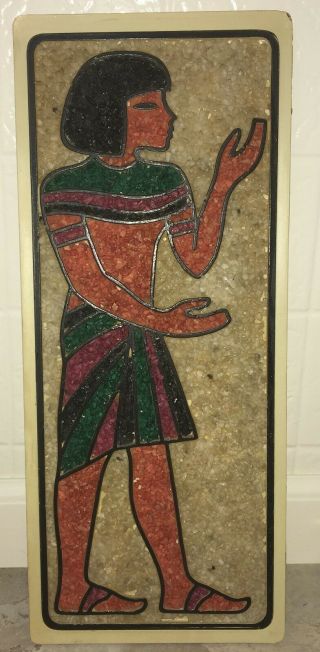 Rare VINTAGE GRAVEL PEBBLE ART MID CENTURY MODERN 60 ' S Egyptian Pharoah 17 