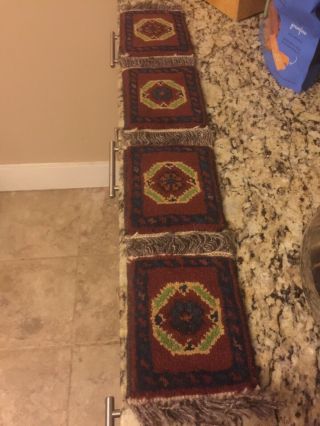 Old Vintage Antique Small 28 Inches Long Loom Rug Squares