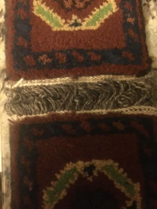 Old Vintage Antique Small 28 Inches Long Loom Rug Squares 2