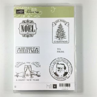 Stampin Up Antique Tags Stamp Set Christmas Phrases To From Santa Year