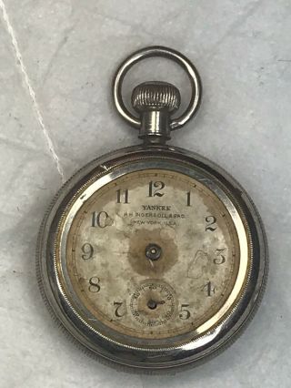Antique R H Ingersol & Bros York Pocket Watch Yankee Back Wind (a23)