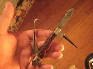 Rare Vintage Antique O.  Barnett Tool Co.  Usa Knife Multi Tool Shape