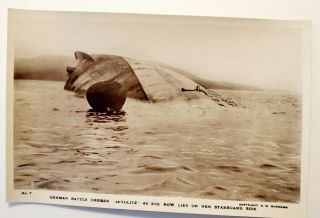 Rare Vintage Rppc Real Photo Postcard German Battle Cruiser " Seydlitz " On Side