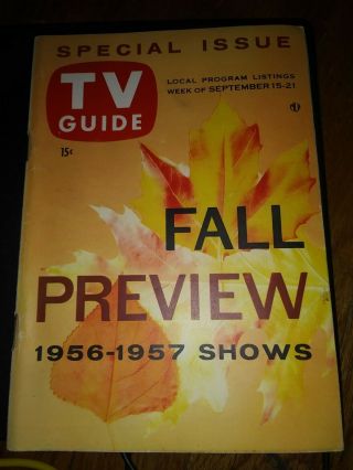 Vintage Tv Guide Sept.  15,  1956 Fall Preview Issue Very Rare