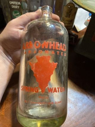 Vintage Rare Arrow Head Spring Water Bottle Dated 1935