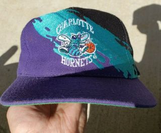 Rare Vintage Charlotte Hornets Logo Athletic Snapback Hat Cap Nba 90s Vtg