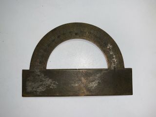 Antique Vtg 19th Century Brass/bronze Protractor Ruler Rule Nautical Map Tool