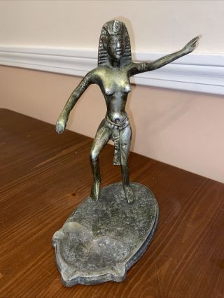 10  Vintage Female Nude Ashtray Stand Egyptian Woman Goddess Statue Art Deco