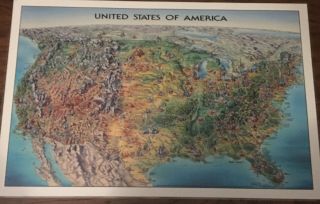 Unique Media Maps Usa United States Of America Laminated Map Rare Vintage 1992