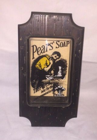 Rare Vintage Pears Soap Wooden Advertisement " The Purest " Glass On Wood Frame