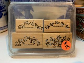 Rare Stampin Up Itty Bitty Borders 2002 Wood Mounted Rubber Stamp Set Vintage