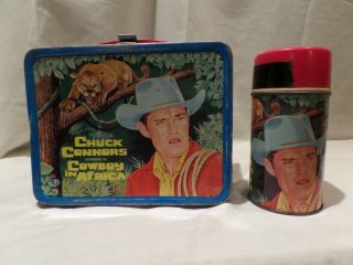Vintage - Rare 1968 " Cowboy In Africa " Metal Lunch Box - Chuck Connors