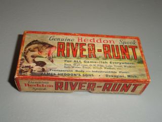 Vintage Fishing Lure Box Only Heddon River Runt Spook Sinker Glow Worm Finish