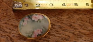 Antique Victorian Brooch Hand Painted Roses On Porcelain 2 1/4 "