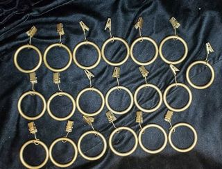 Antique Brass 1.  5 " Curtain Rod Clamp Curtain Rings Decorative Set Of 19