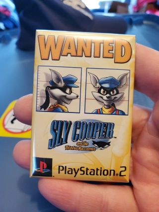 Rare Sly Cooper Playstation 2 Ps2 Advertising Promo Pin Pinback Button