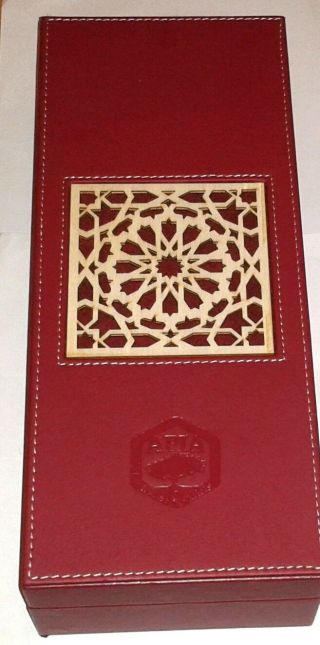 Rare Apia Moroccon Red Leather Gift Box Huiles & Miels (12x5x3 ")