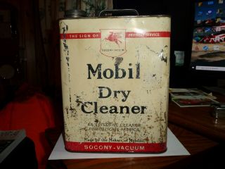 Rare Vintage Mobil Dry Cleaner Gas Oil Advertising Can.