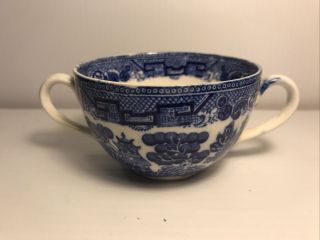 Vintage Rare Allerton Blue Willow Double Handle Cup Made In England