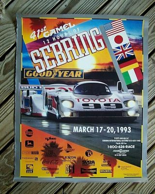 Rare 1993 12 Hours of Sebring Race Poster,  Grand Prix of Endurance 2