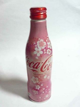 Coca Cola Metal Bottle Japan 300ml Sakura Cherry Blossom 2019 Rare 7 " Tall
