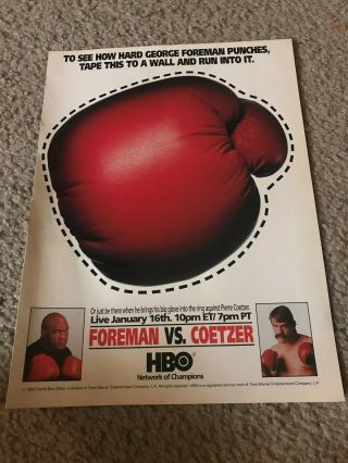 Vintage George Foreman Vs Pierre Coetzer Poster Print Ad 1993 Hbo Boxing Rare