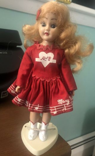 Vintage Ideal Mary Hartline Doll 7” Red Dress Stand