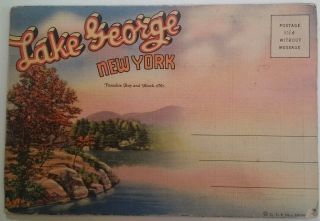 Lake George York Postcard Folder Book Early 1900s Rare Pics Ny Souvenir 1.  5c