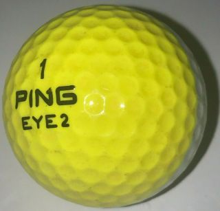 1 Vintage Two Tone Ping Eye 2 Karsten Yellow & White Golf Ball (d - 8 - 2)