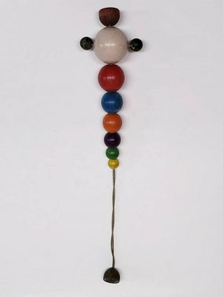 Vintage Toy Tinkers Wooden Bead String Walking Toy Rare