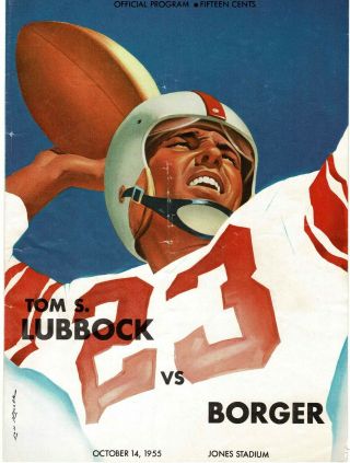 Rare 1955 Lubbock Westerners (texas) High School Football Program E.  J.  Holub