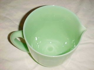 RARE EARLY ANTIQUE HANDBLOWN MODERN JADEITE GREEN GLASS BATTER - PITCHER 1900 - 20 ? 2