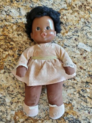 Vintage 1979 Ideal Toys My Bottle Baby Doll Pull String African American