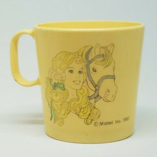 Vintage Barbie Tea Party Set Mini Plastic Cup Mug Mattel 1983 Horse Faded Yellow