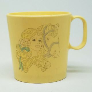 Vintage Barbie Tea Party Set Mini Plastic Cup Mug Mattel 1983 Horse Faded Yellow 2
