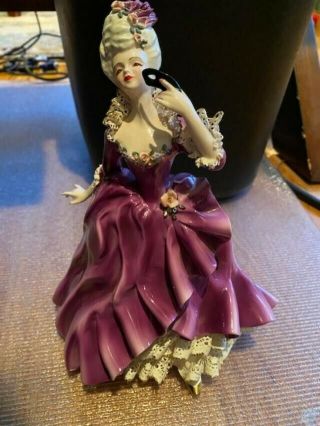 Rare Vintage Florence Ceramics Pasadena Ca " Masquerade " Purple Dress Figurine