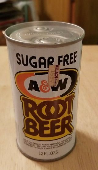 Vintage Soda Can A&w Sugar Root Beer Pop Opened Bottom Empty Boston Ma Rare