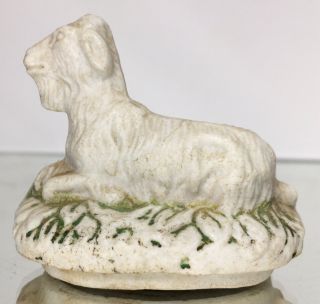Rare Early Antique 19th C.  Staffordshire Goat Pottery Figurine Porcelain Box Lid