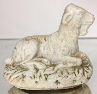 Rare Early Antique 19th C.  Staffordshire Goat Pottery Figurine Porcelain Box Lid 3