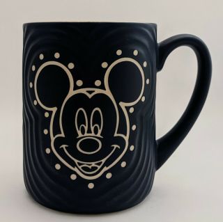 Mickey Mouse Ceramic Mug Authentic Disney Parks Blue Textured To Touch Rare