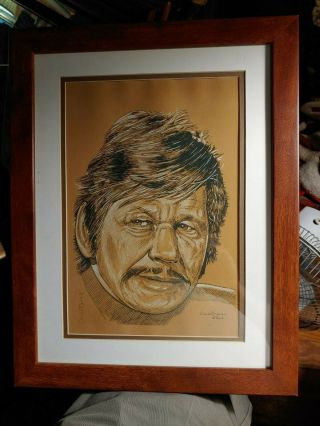 Rare Cecil Highley Actor Charles Bronson Framed Signed Matted Wall Art Print