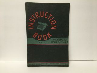 Vintage Monroe Adding Calculator Instruction Book La - X Or Series O Models