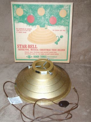 Rare 1961 Star Bell Christmas Tree Holder,  Stand,  W/music,  Outlets,  Box,  Deluxe,