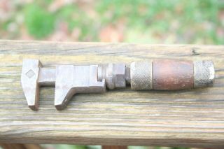 Antique Wood Handle U.  S.  Diamond “e” Erie Tool Co.  Adjustable Monkey Wrench